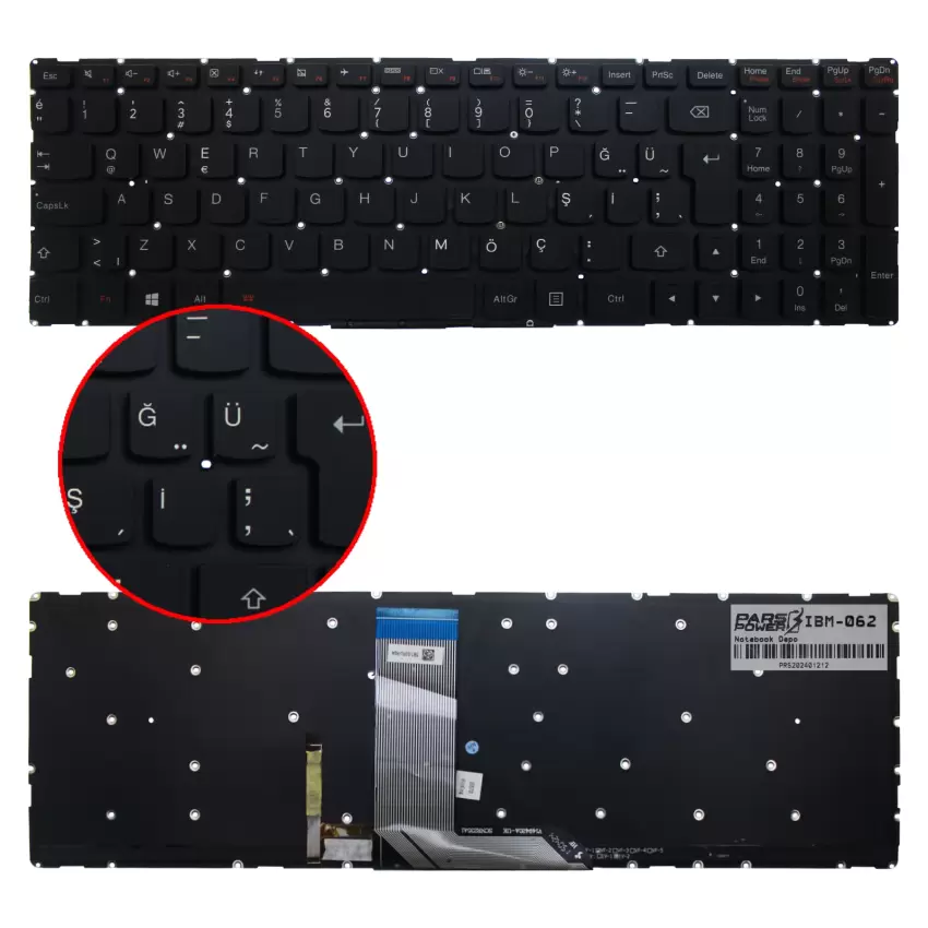Lenovo Yoga 500-15IBD, 500-15ISK Notebook Klavye Işıklı (Siyah TR)