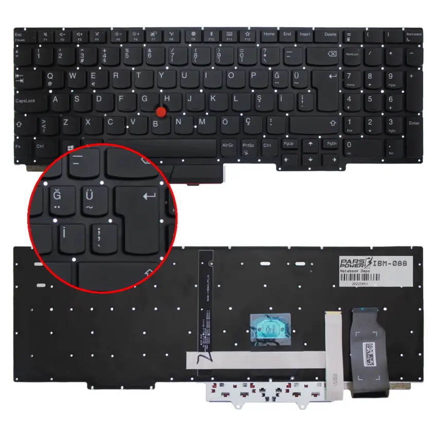 Lenovo ThinkPad E15 20RDS0XP00 Klavye Işıklı (Siyah TR)