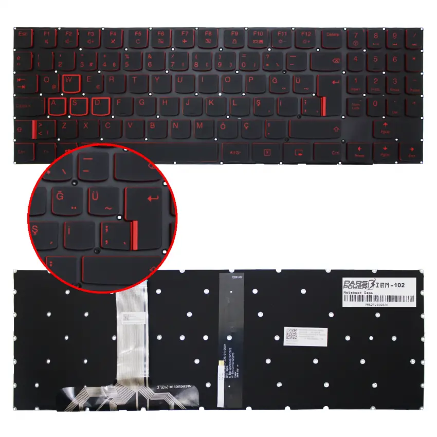Lenovo Legion Y520-15IKBN, Y520-15ISK Klavye Işıklı (Siyah TR)