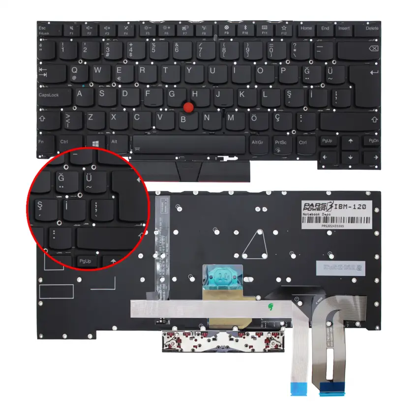 Lenovo Thinkpad 20QWN4S00X, 20QWN4S0 Uyumlu Klavye Işıklı (Siyah TR)