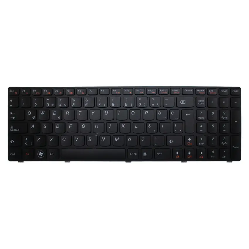 Lenovo ideaPad G580, G585, N580, V580, Z580, Z585, G580A Serisi Uyumlu Notebook Klavye (Siyah TR)