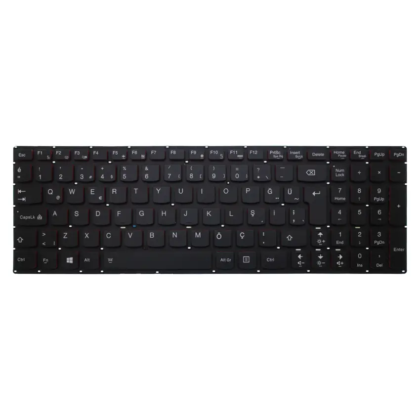 Lenovo ideaPad Y50-70 80DT, Y50-80, Y70-70 Serisi V-136520YK1-TR Notebook Klavye Işıklı (Siyah TR)