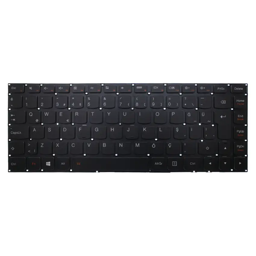 Lenovo E31-70, E3170, 80KX, E31-80, E3180, 80MX, 700-14ISK, 80QD Notebook Klavye Işıklı (Siyah TR)