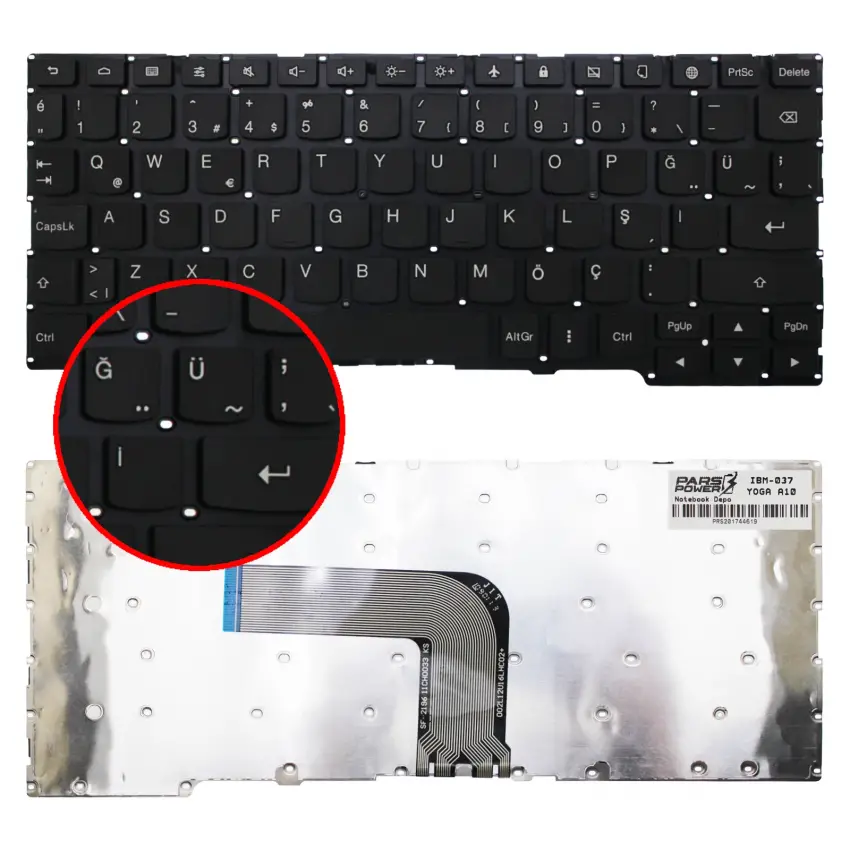 Lenovo ideaPad A10 Notebook Klavye (Siyah TR)