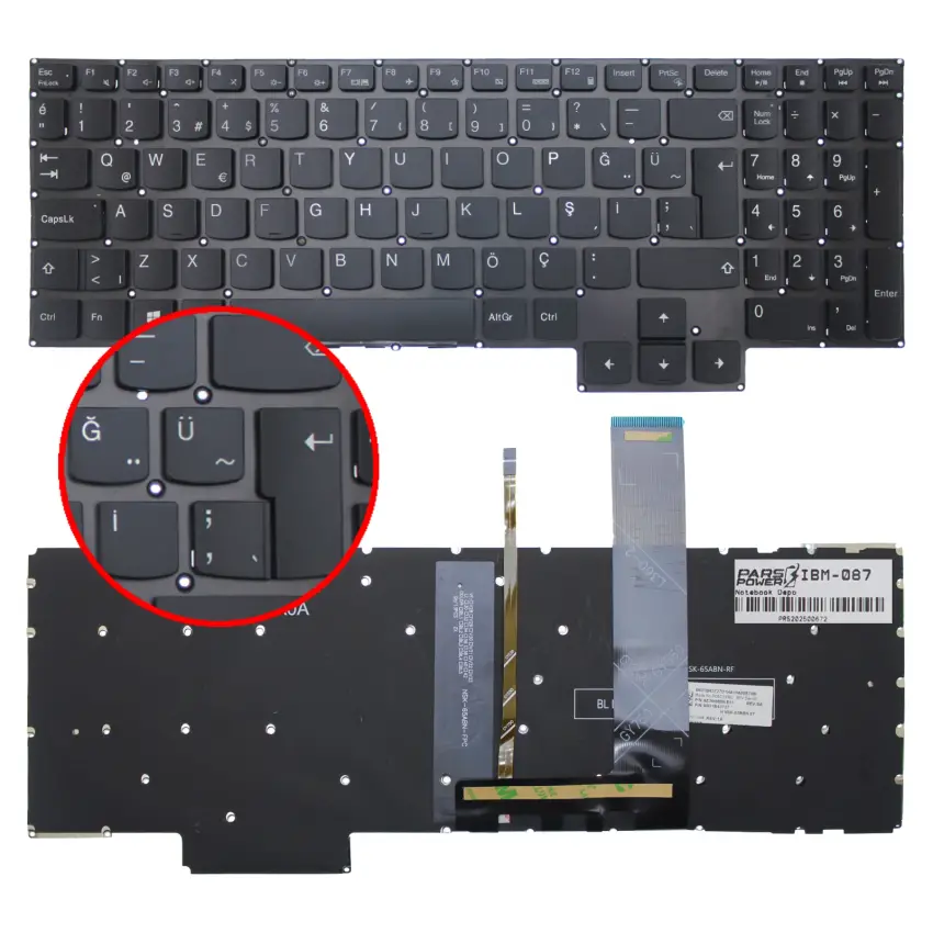 Lenovo Legion 5 Pro 17ACH6 Type 82K0, 82JY Klavye Işıklı (Siyah TR)