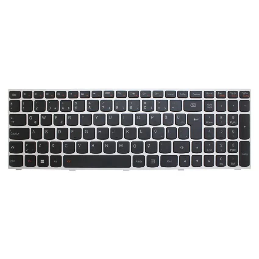 Lenovo 25214789, 25215224, 5N20K13010 Notebook Klavye Işıklı (Gümüş TR)