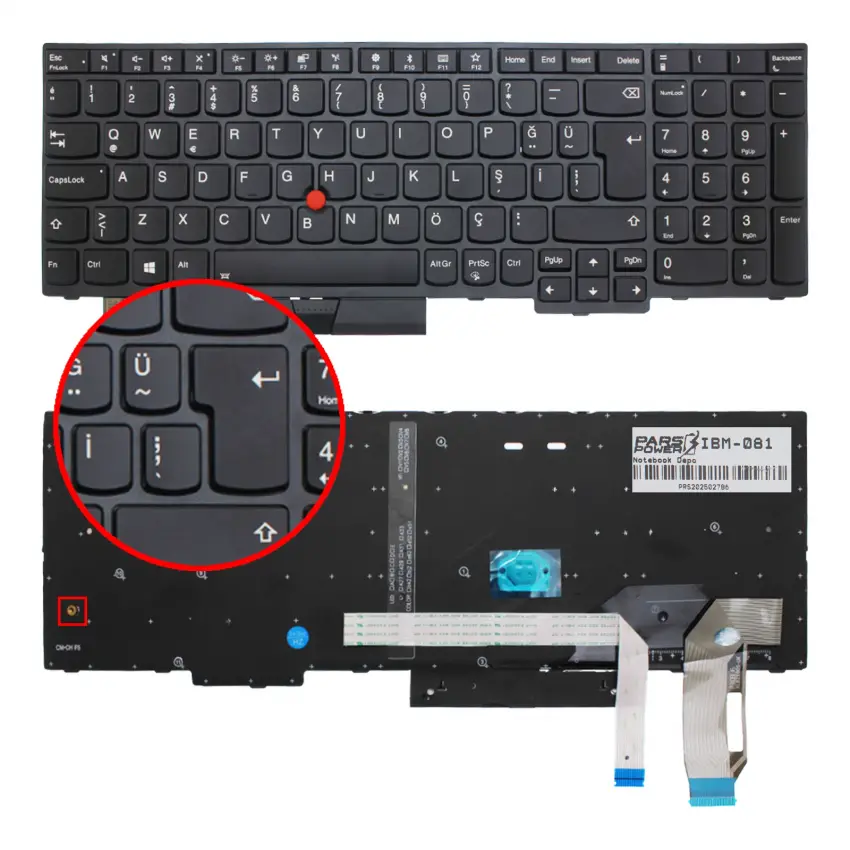 Lenovo ThinkPad L590, T590, P52, P72 Serisi Klavye Işıklı (Siyah TR)