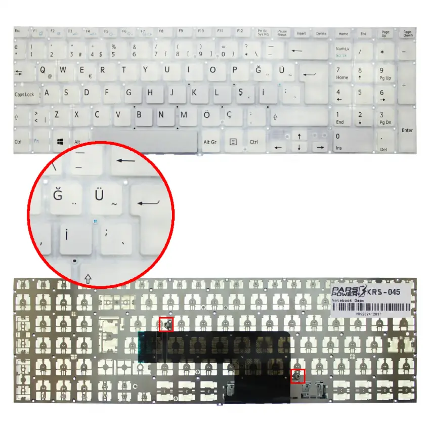 Sony Vaio Fit SVF1531C5E, SVF1532A1E Notebook Klavye (Beyaz TR)