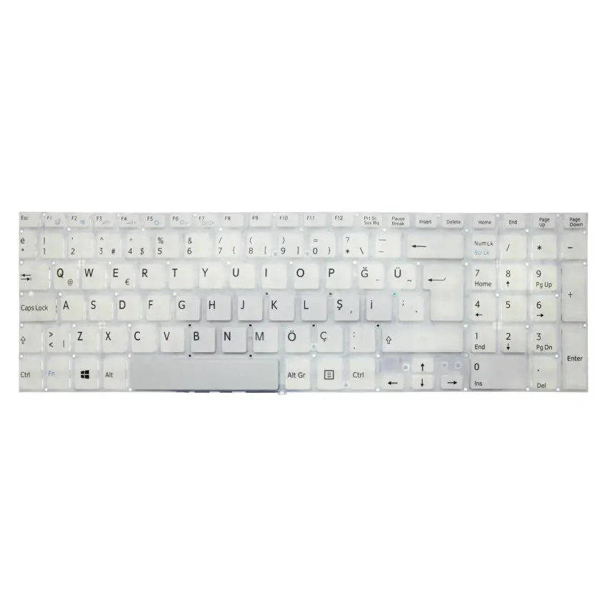 Sony Vaio Fit SVF1531C5E, SVF1532A1E Notebook Klavye (Beyaz TR)