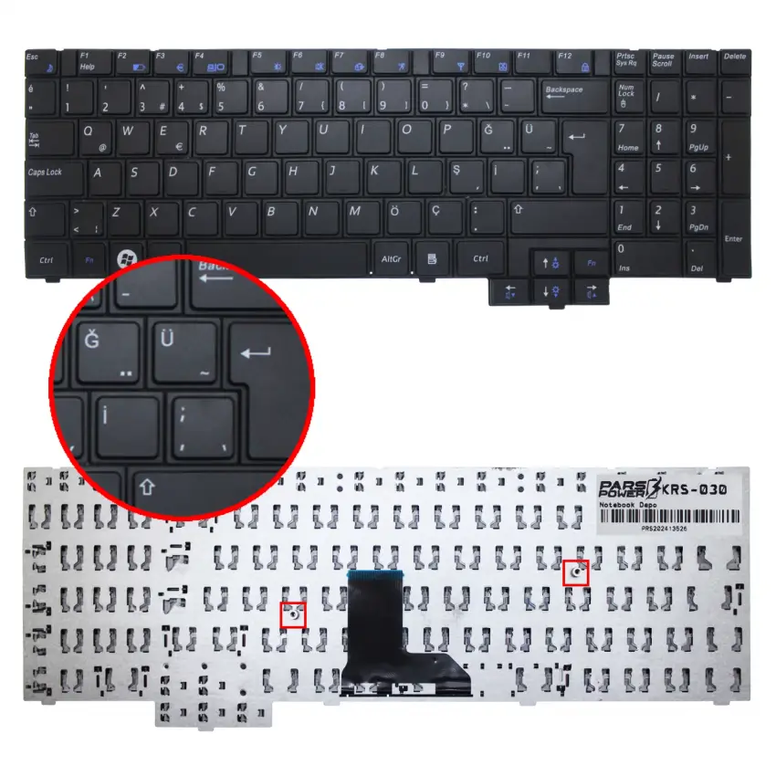 Samsung NP-R540-JS0ATR, NP-R540-JS0BTR Notebook Klavye (Siyah TR)