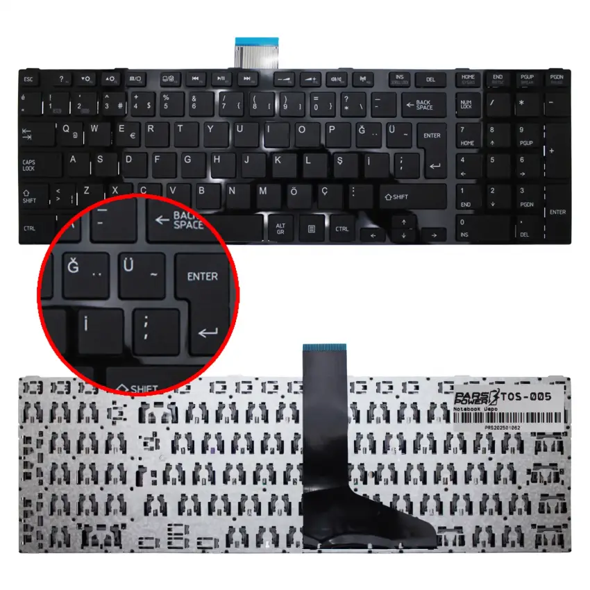 Toshiba Satellite C870-DMK, C870-DNK, C870-DNW Notebook Klavye (Siyah TR)