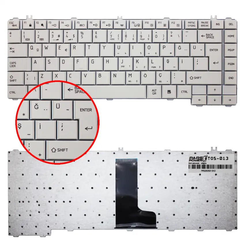 Toshiba Satellite C640, L630, L635, L635D, L730, L735 Notebook Klavye (Beyaz TR)