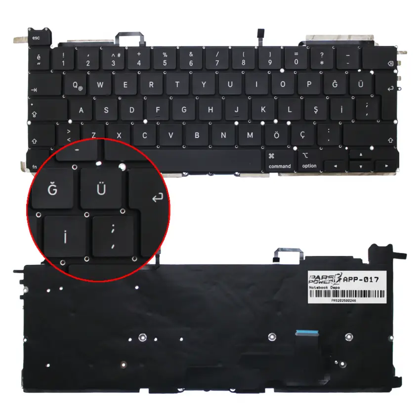 Apple MacBook Pro 13 A2289 (EMC 3456) Klavye Işıklı (Siyah TR)