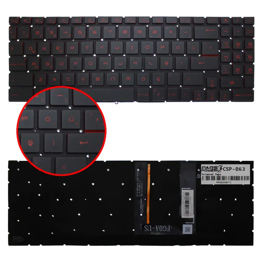 MSI Sword 15 A12UC-037 Klavye Işıklı (Siyah TR)