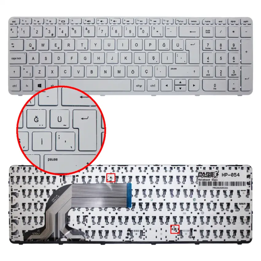 HP 15-r203nt, 15-r204nt, 15-r205nt Notebook Klavye (Beyaz TR)