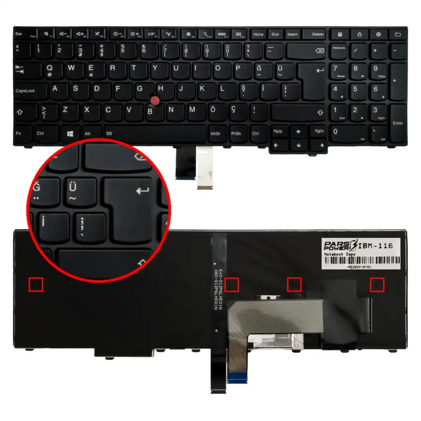 Lenovo Thinkpad W541 Notebook Klavye Işıklı (Siyah TR)