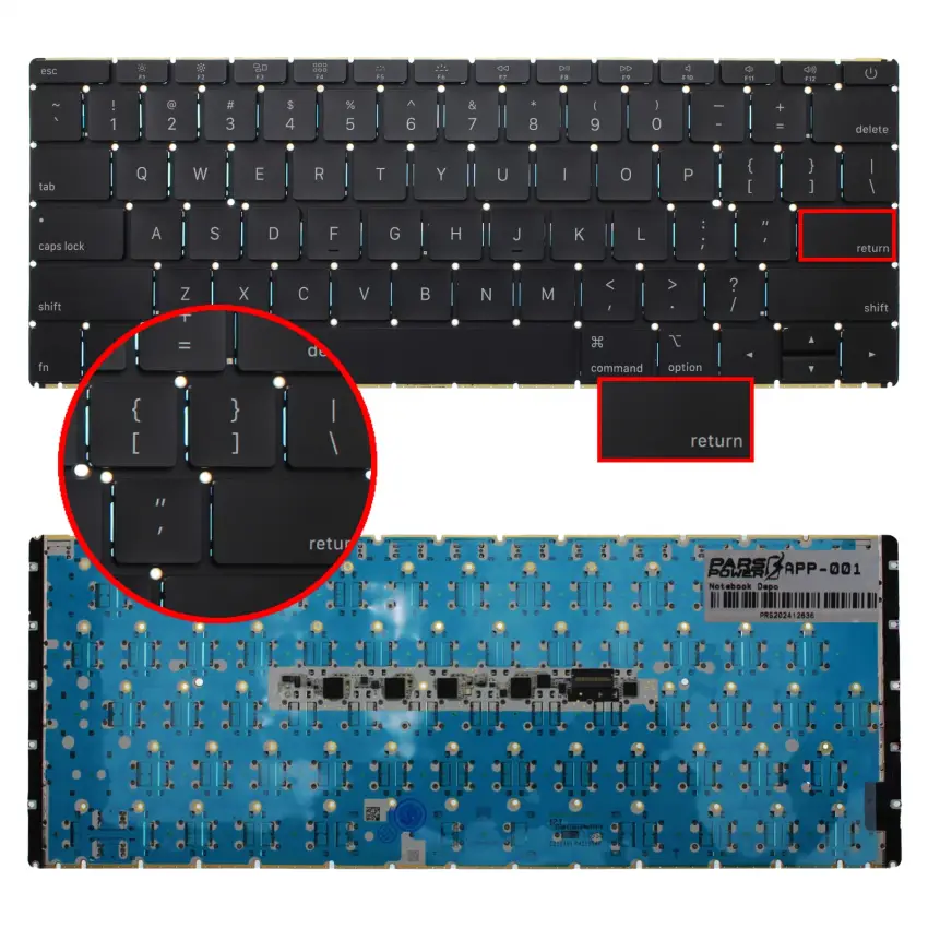 Apple MacBook Retina A1534 (2016) Klavye Siyah (ING)