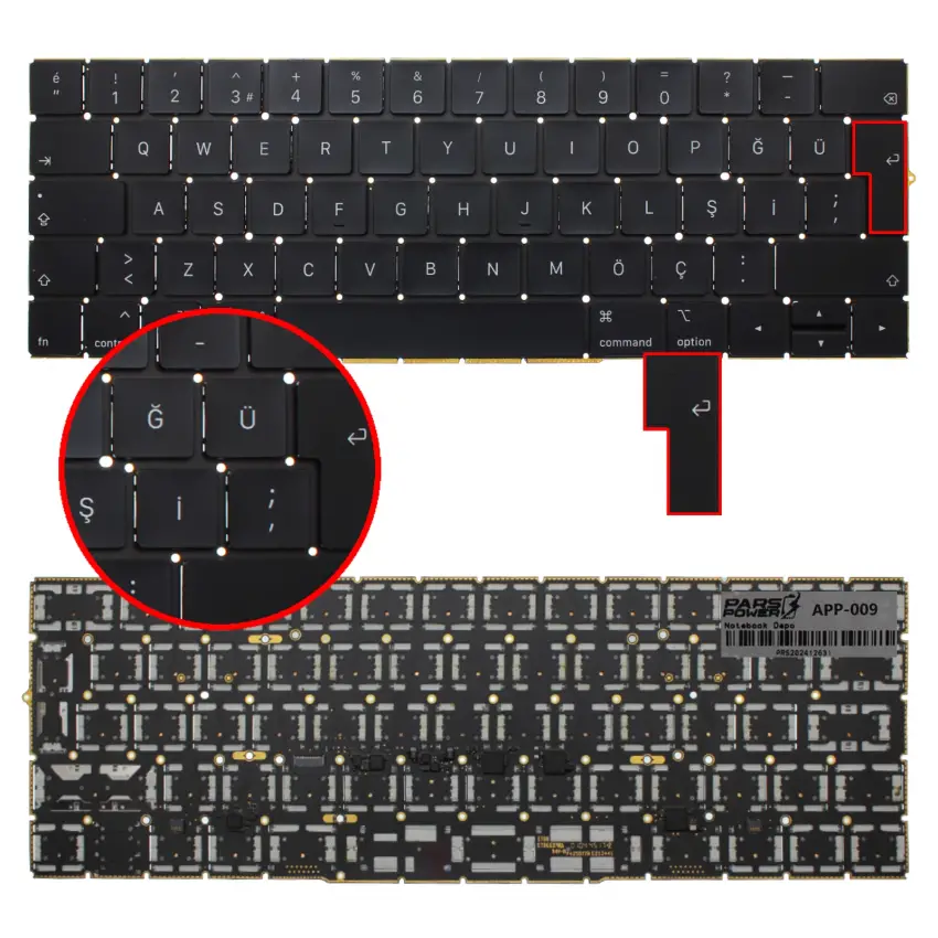 Apple MacBook TouchBar A1707 2016, 2017 Klavye Siyah (ING)