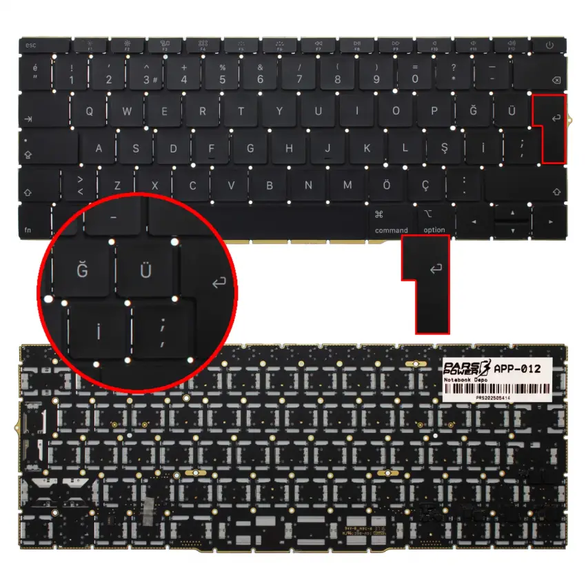 Apple MacBook Pro Retina A1708 2016, 2017 Klavye Siyah (TR)