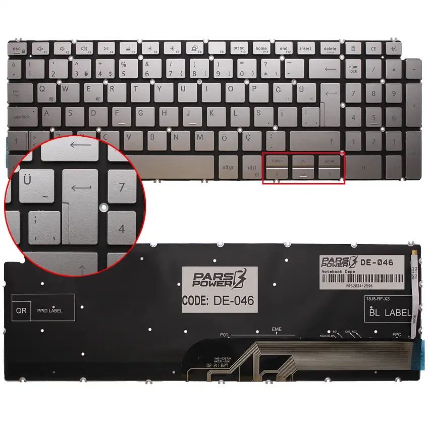 Dell Inspiron G15 5520 Serisi Klavye Işıklı (Gümüş TR)