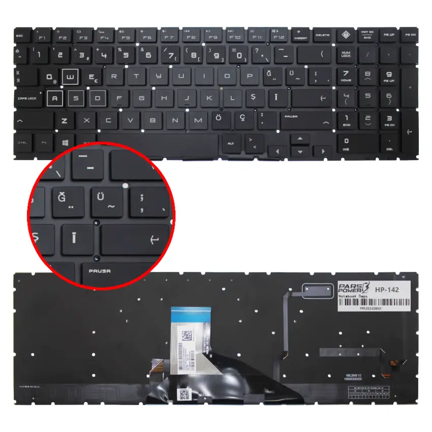 HP OMEN 15-dc0000, 15-dc1000 Klavye Işıklı (Siyah TR)