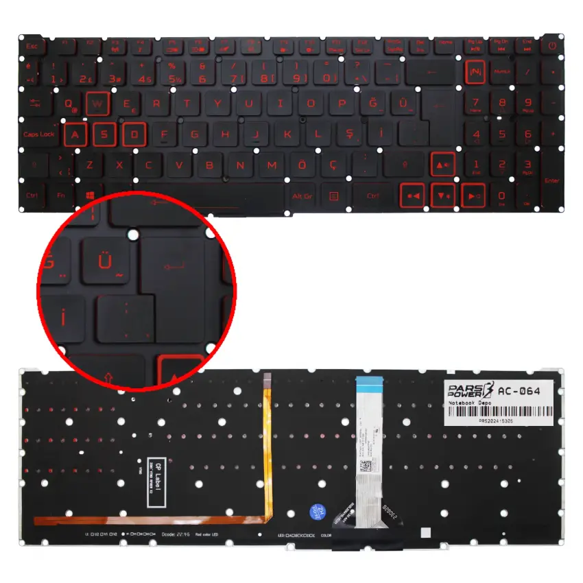 Acer Nitro AN517-41 Klavye Işıklı (Siyah TR)
