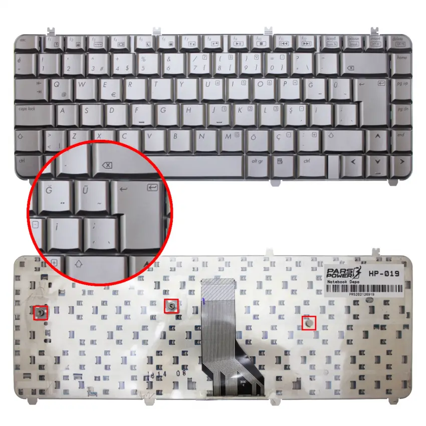 HP QT6A, QT6D, 7F0884, NSK-H5P0U Notebook Klavye (Gümüş TR)