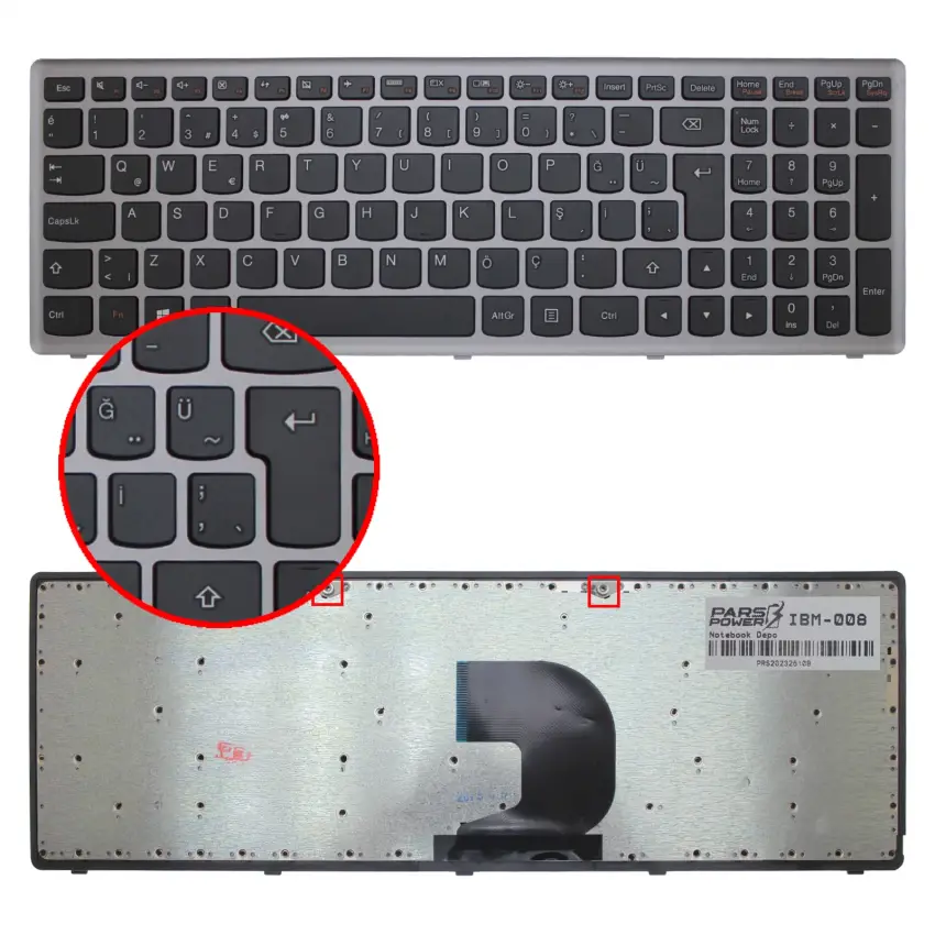 Lenovo P500, Z500, Z500A, Z500G, Z500T Notebook Klavye (Siyah TR)