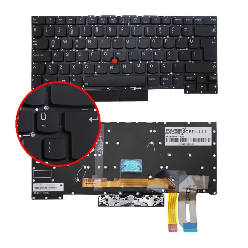 Lenovo ThinkPad T495 Type 20NJ, 20NK Klavye Işıklı (Siyah TR)