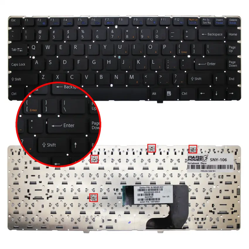 Sony 148738811 Notebook Klavye (Siyah ENG)