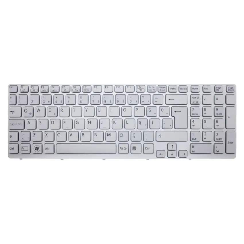 Sony Vaio SVE1513J1E, SVE1513K1E, SVE1513L1E Notebook Klavye Işıklı (Beyaz TR)