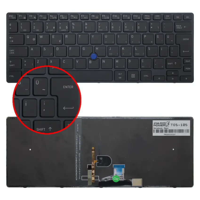 Toshiba Tecra X40-D Klavye Işıklı (Siyah TR)