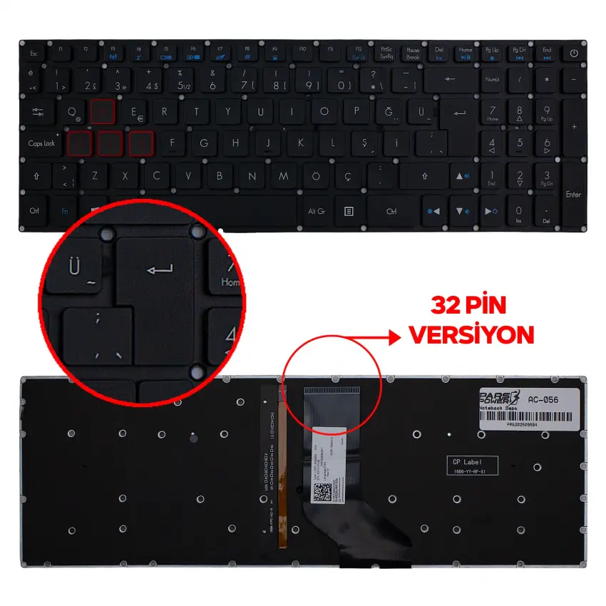 Acer Aspire VX15 VX5-591G N16C7 Klavye Işıklı (Siyah TR)
