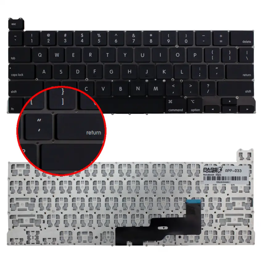 Apple MacBook Pro 13 A2289 (EMC 3456) Klavye (Siyah US)