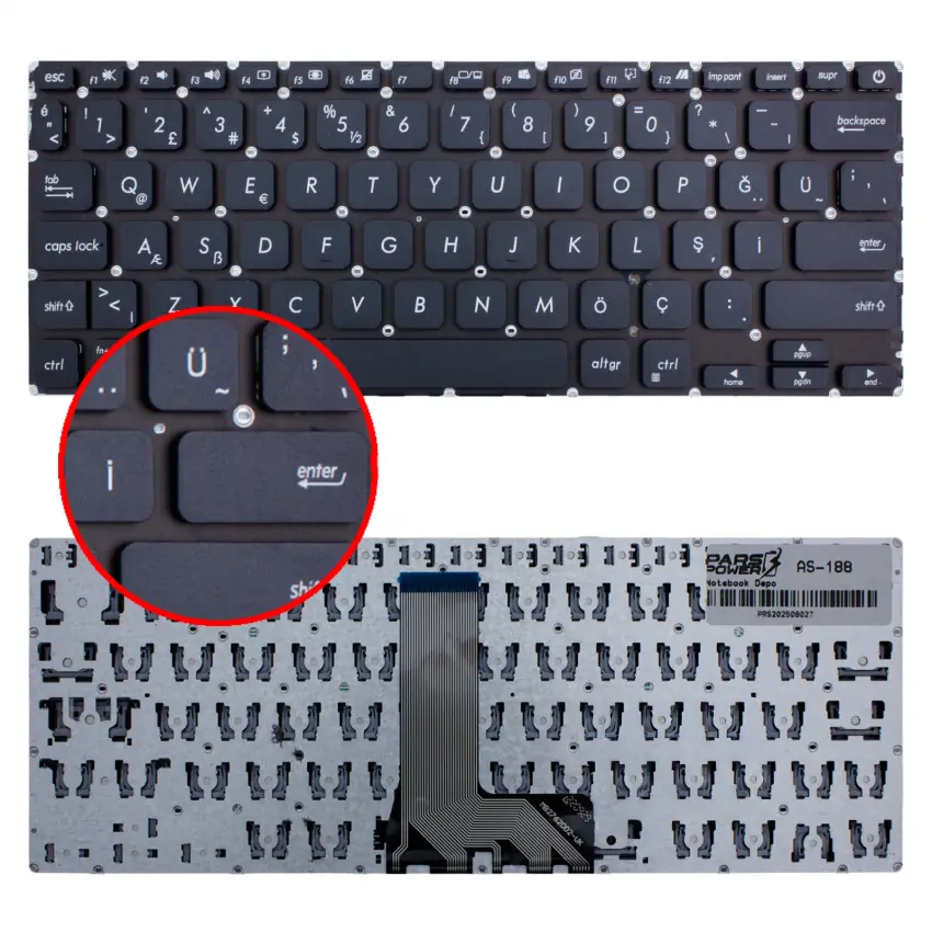 Asus 13N1-A7M0401 Klavye (Siyah TR)