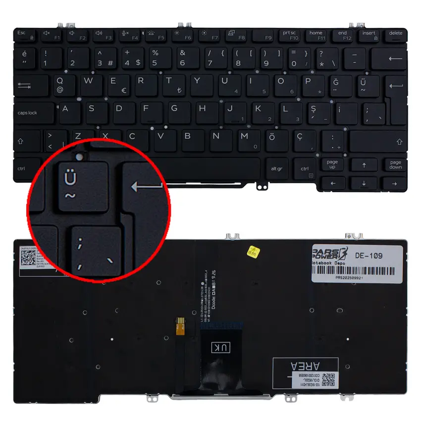 Dell Latitude P99G002, P97G002 Klavye Işıklı (Siyah TR)