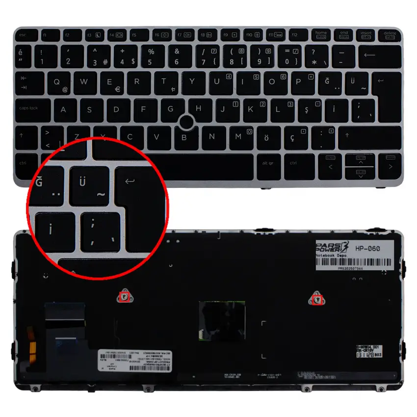 Hp EliteBook J7A41AW Uyumlu Notebook Klavye Işıklı (Siyah TR)