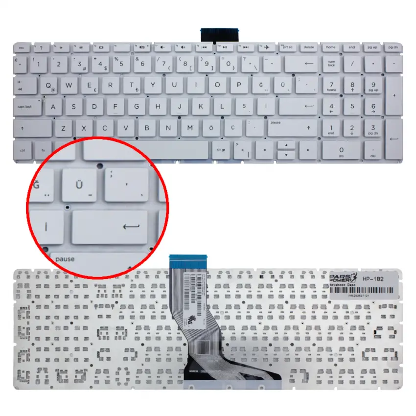 HP 17-ak009nt 3LF11EA, 15s-eq1037nt 27S13EA Notebook Klavye (Beyaz TR)