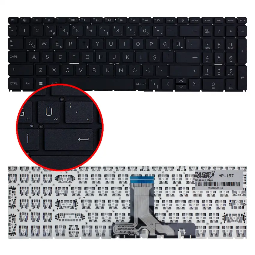 Hp 15-fd0004nt (86n52EA) Klavye (Siyah TR)