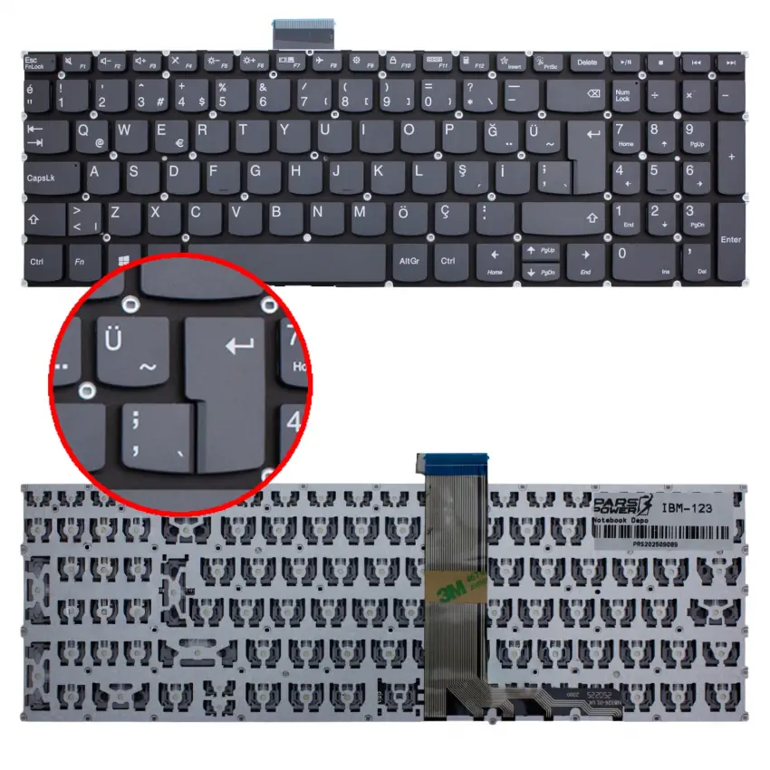 Lenovo Ideapad 3-15alc6 82ku00t7tx Klavye (Füme TR)