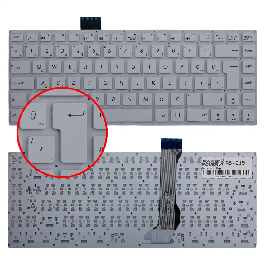 Asus VivoBook NSK-UV5SU 0T Klavye (Beyaz TR)