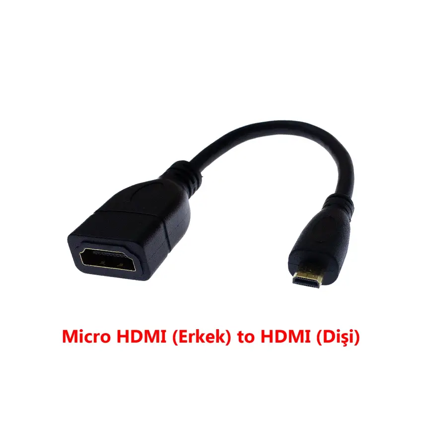 Micro HDMI (Erkek) to HDMI (Dişi), Altın Uçlu Kablolu Dönüştücü