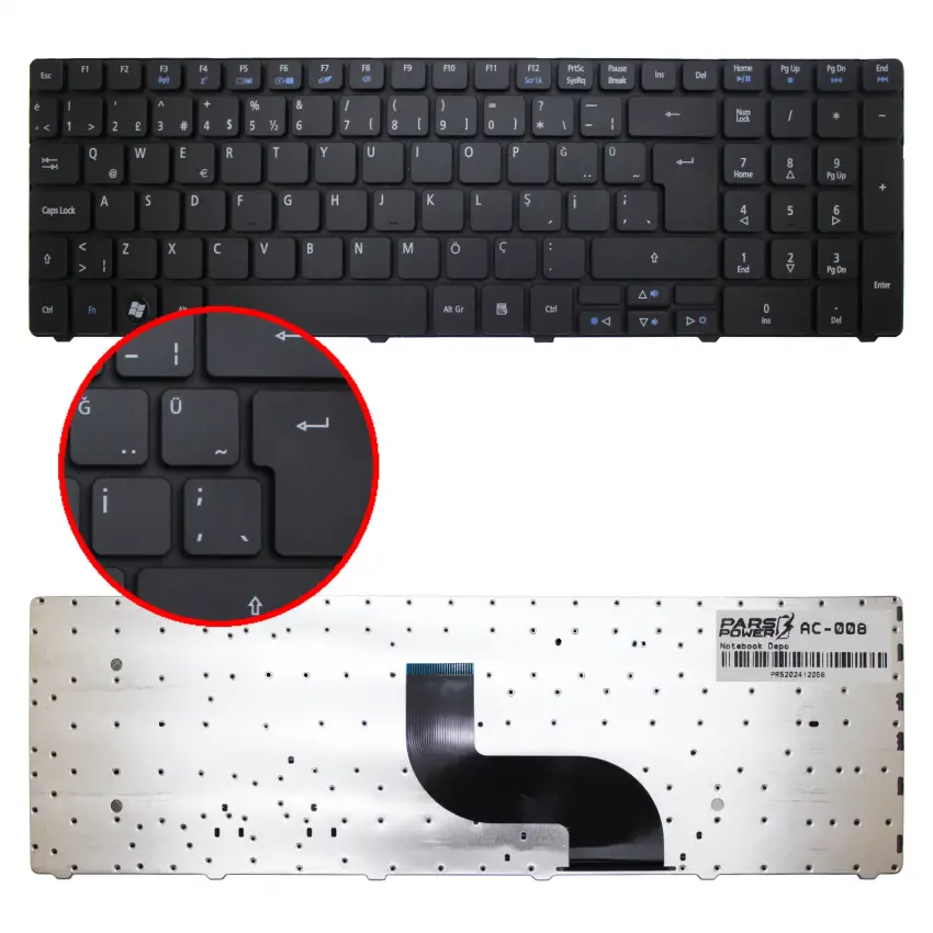 Acer 9J.N1H82.A0U, 9J.N1H82.A1A, 9J.N1H82.A1B Notebook Klavye (Siyah TR)