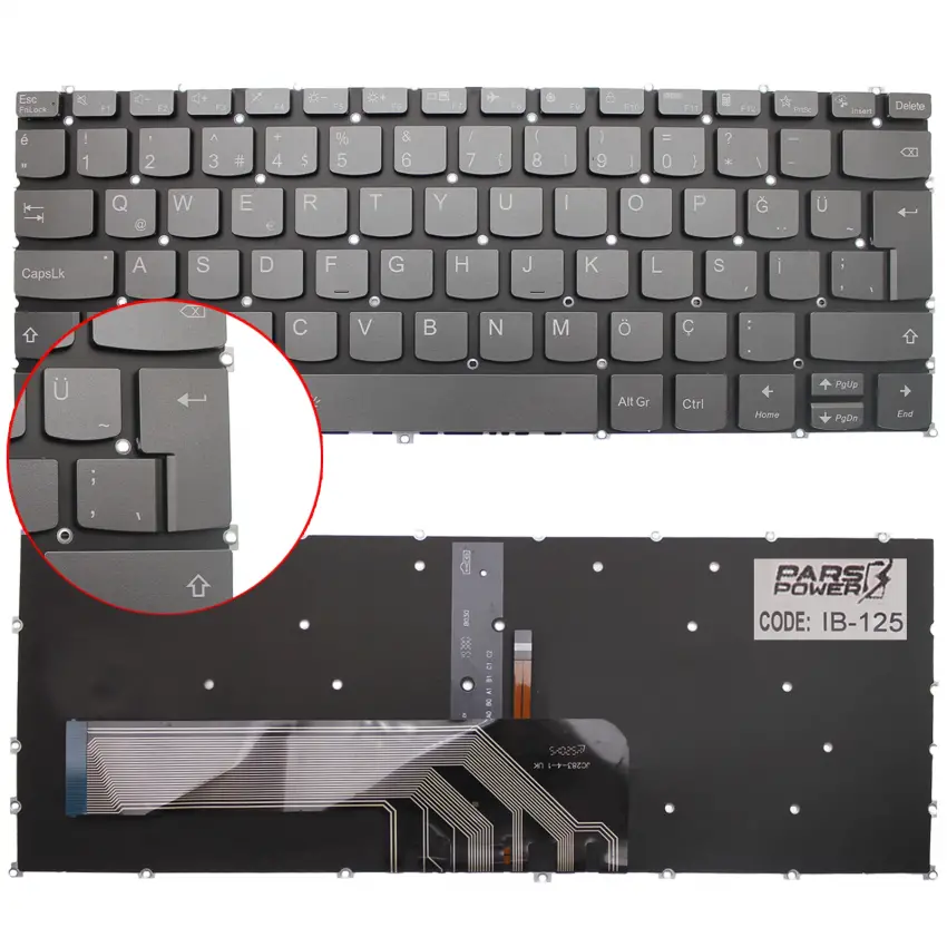 Lenovo Ideapad 1 14IAU7 82QC Klavye Işıklı (Füme TR)