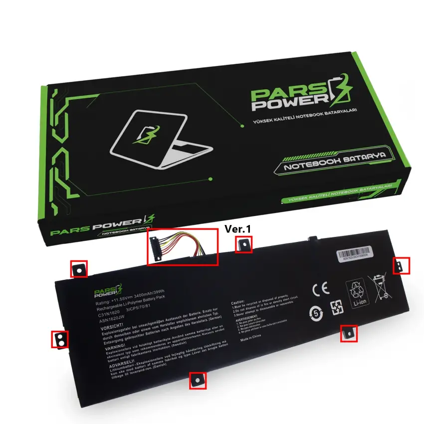 Asus 0B200-02860200, 0B200-02370200 Batarya - Pil (Pars Power)