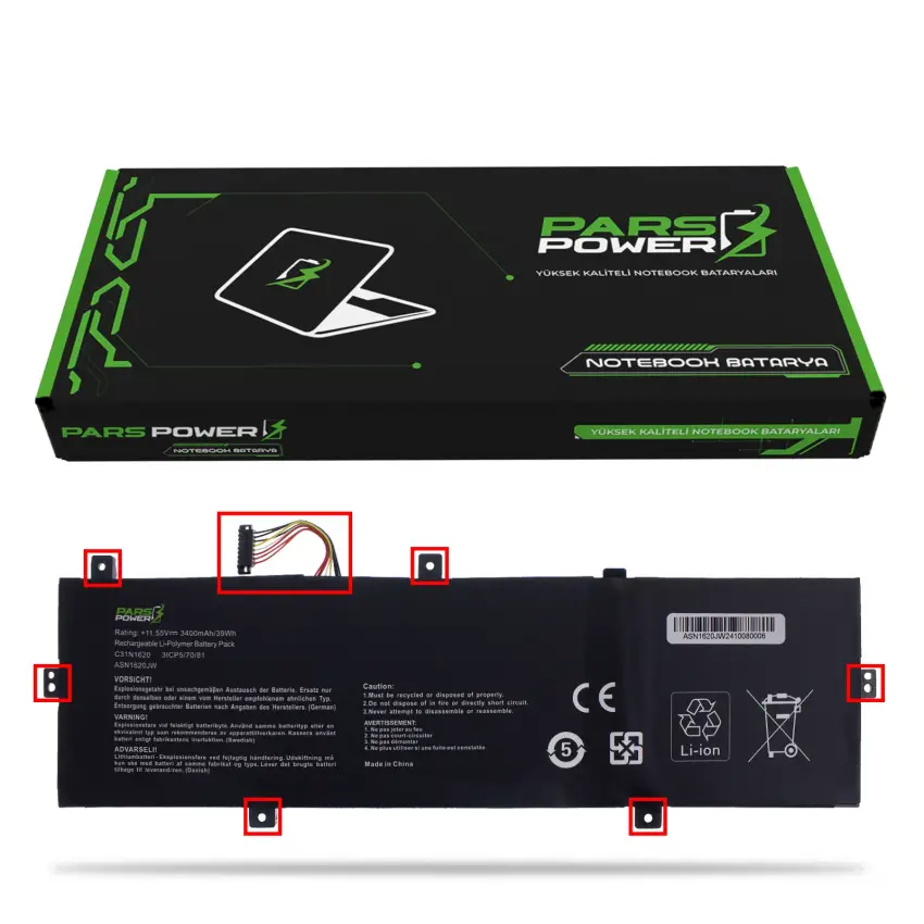 Asus 0B200-02860200, 0B200-02370200 Batarya - Pil (Pars Power)