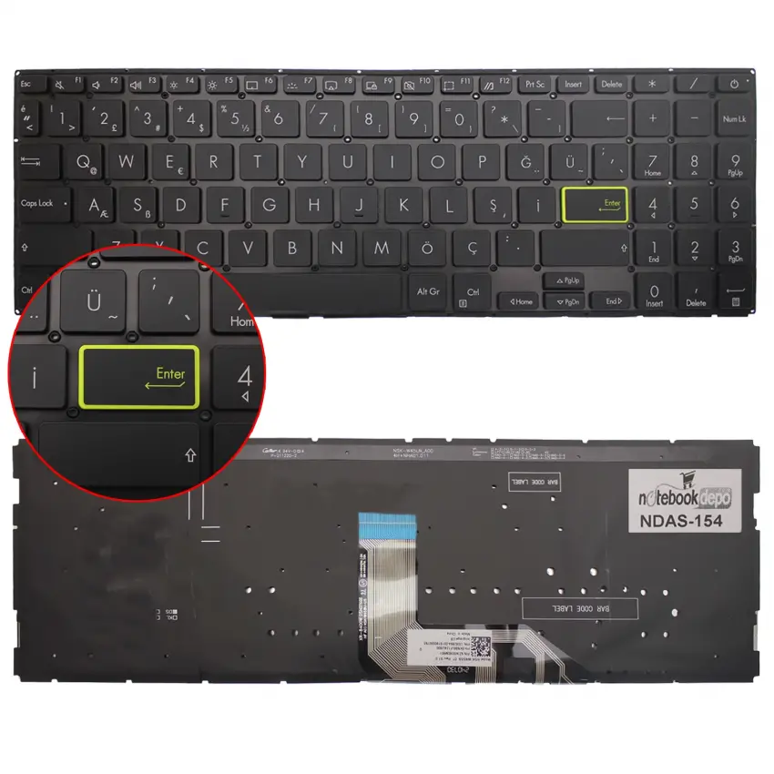 Asus 0KNB0-5127TU00 Klavye Işıklı (Siyah TR)