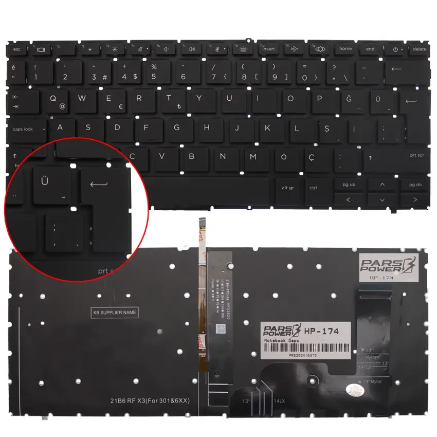 Hp N44496-141 Klavye Işıklı (Siyah TR)