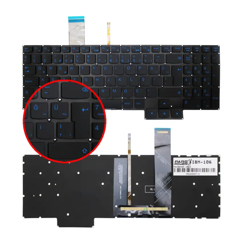 Lenovo SN21B43929, PK131ZT1C18 Klavye Işıklı (Siyah TR)