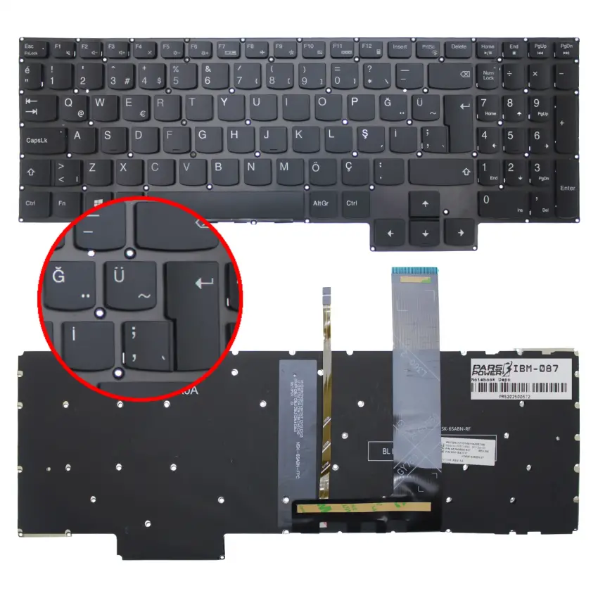 Lenovo SN21B43929, PK131ZT1C18 Klavye Işıklı (Siyah TR)